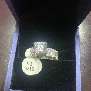 Italo Silver Eternity Engagement Ring, Size 6¼, 3CT Round Center Stone